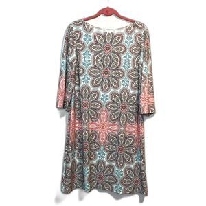 London Times Paisley Patterned Bohemian Long-Sleeve Dress